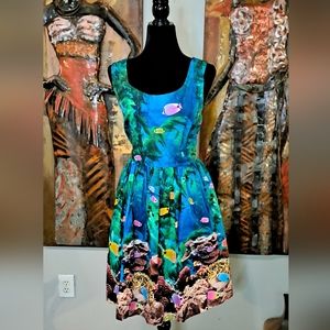 Modcloth SeaLife Print Skater Dress SZ Large